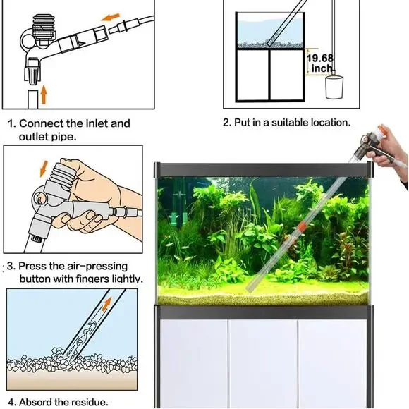 Aquarium Gravel Cleaner Siphon Fish Tank Vacuum Cleaner for Absorb Dirt Wash San - Picture 2 of 6